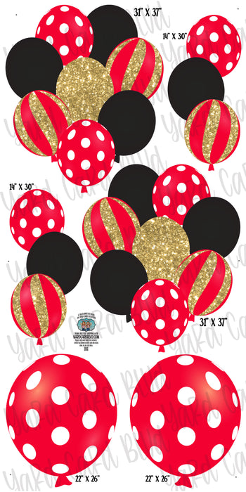 Balloon Bundles in Red, Gold, and Black