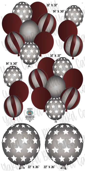 Balloon Bundles in Maroon and Silver