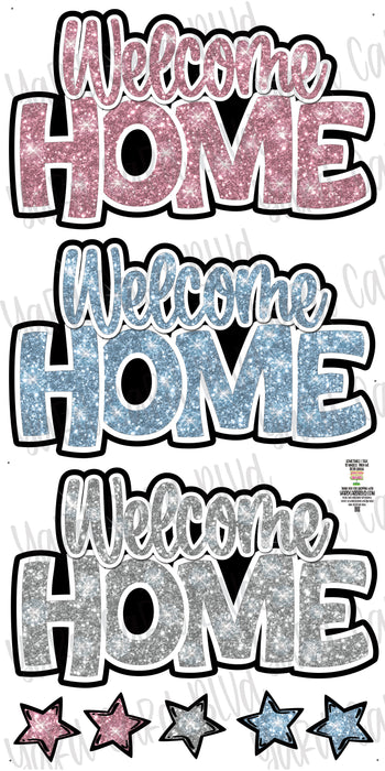 Welcome Home Splash Set #3 with Light Pink, Light Blue, and Light Silver
