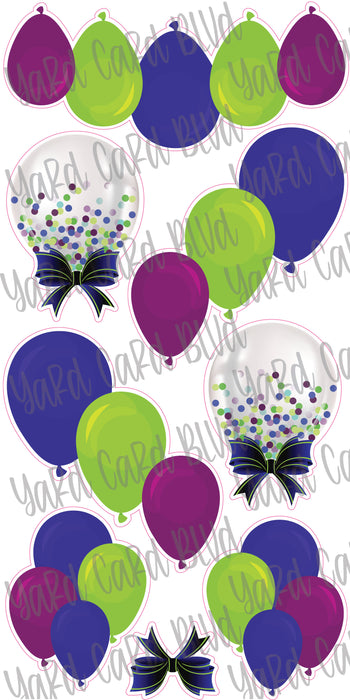 Balloon Clusters in Royal Blue, Lime and Purple