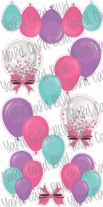 Balloon Clusters in Pink, Purple, and Teal