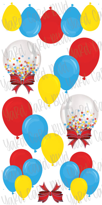 Balloon Clusters in Red, Yellow and Turquoise