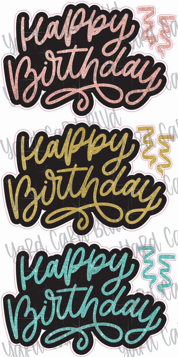 Glitter Happy Birthday Splash set 9 pc Coroplast sign set