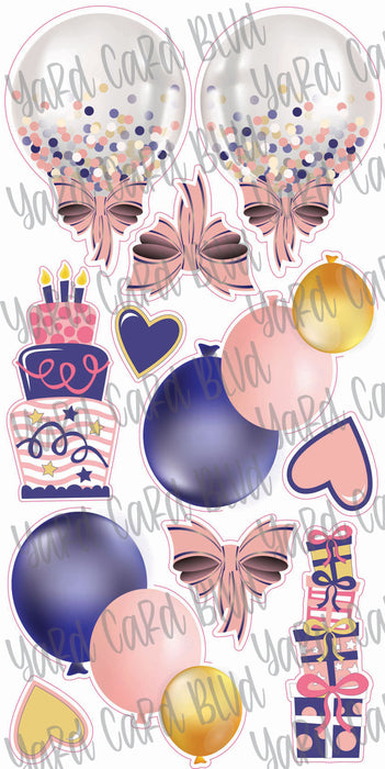Balloon Clusters and Flair Set in Navy, Pink and Gold