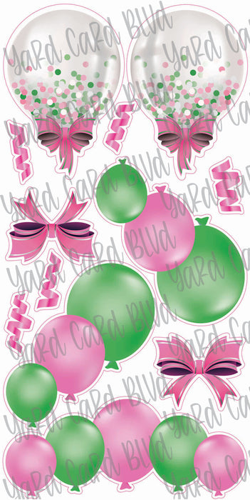 Balloon Clusters and Flair Set Pink and Green