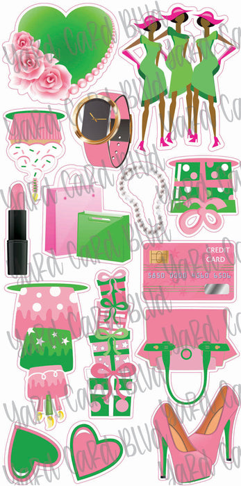 Pink and Green Sorority Flair